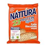 NATTURA PROTEIN SPORT Fette Biscottate Integrali, Fette Integrali Senza Zuccheri Aggiunti, Senza Olio di Palma, Vegane, 23% di Proteine, 4 Confezioni da 30g