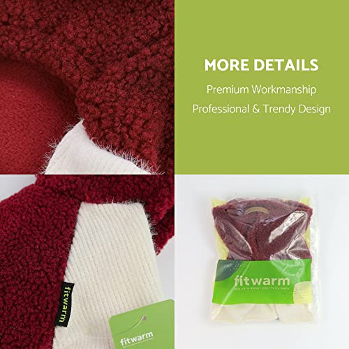 Fitwarm Fuzzy Sherpa Dog Winter Clothes Dog Hoodie Dresses Thermal Skirt Girl Doggie Dress Thick Jacket Puppy Outfits Coat Cat Sweatshirt Apparel Burgundy Red Large #TOP4