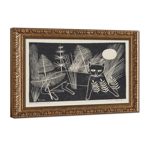 Impression sur toile représentant un chat noir de 1937 Jeroen Op Jacht tableau décoration bureau
