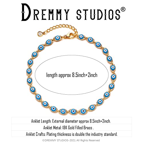 Image of Dremmy Studios Simple Gold Chain Anklet,14k Gold /Silver Plated Dainty Disc Evil Eye Summer Beach Ankle Bracelet Jewelry for Women