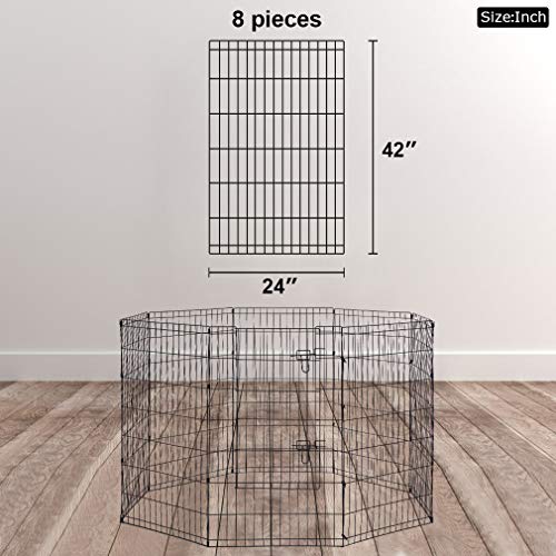 Image of BestPet | Foldable Dog Playpen | 42 Inch, 8 Panels | Metal Pet Exercise Pen | Indoor Outdoor Portable Dog Fence with Door | Removable, Rust-Resistant Secure Pet Kennel | Easy to Assemble