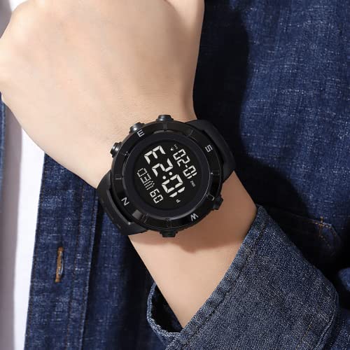 Cakcity Sports Watch Men With Large Face 50M Waterproof Watch For Men Digital Watch Outdoor Sports Watches For Men Unisex,Black #TOP7