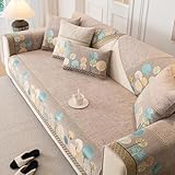 tianxinbaobei Boho Couch Cover, Non Slip Washable Sofa Covers, Chenille Couch Covers Quilted, Bohemian Sofa Slipcovers, Furniture Protector for L Shaped(Cream,36'x82'/4-Seater)