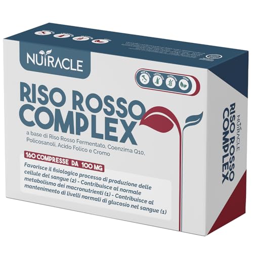 Riso Rosso Fermentato 160 compresse - Integratore Colesterolo con Monacolina, Acido Folico, Coenzima Q10, Policosanoli
