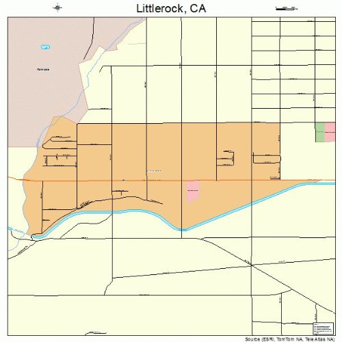 Large Street & Road Map of Littlerock, California CA Printed poster