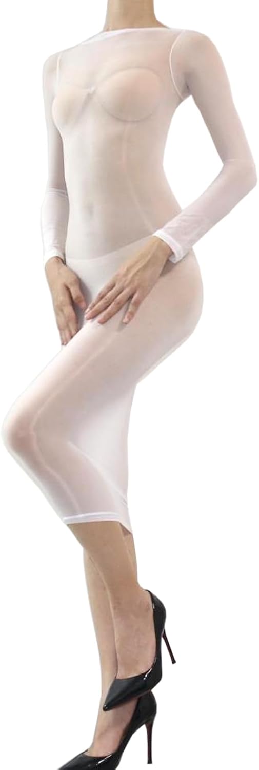 RUIBAVYA Women's Oil Shiny Bodystocking Lingerie Dress Body Stockings for Women Sexy Full Body Lingerie
