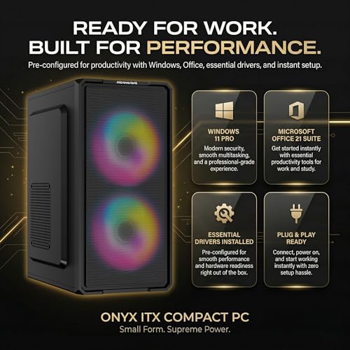 Image of Onyx ITX Compact PC | Core i5-4th Gen | 16GB RAM | 512GB NVMe SSD | 5G WiFi+BT Dongle | HD Graphics | Windows 11 Pro+Office 21 | 2-Year Rapid Replacement Warranty