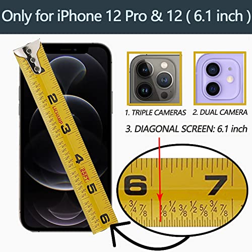 Lameeku Magsafe Wallet Case Crossbody Leather Case With Card Holder 360°Rotation Ring Kickstand With Mirror For Apple Iphone 12 Pro/ 12 6.1'' Beige #TOP1