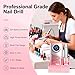 Professional Electric Nail Drill, 45000 RPM Portable Rechargeable Nail FileMachine for Acrylic Nails, E-File Electric Nail File Kit with Battery & LCD Display (Pink-Gradient)