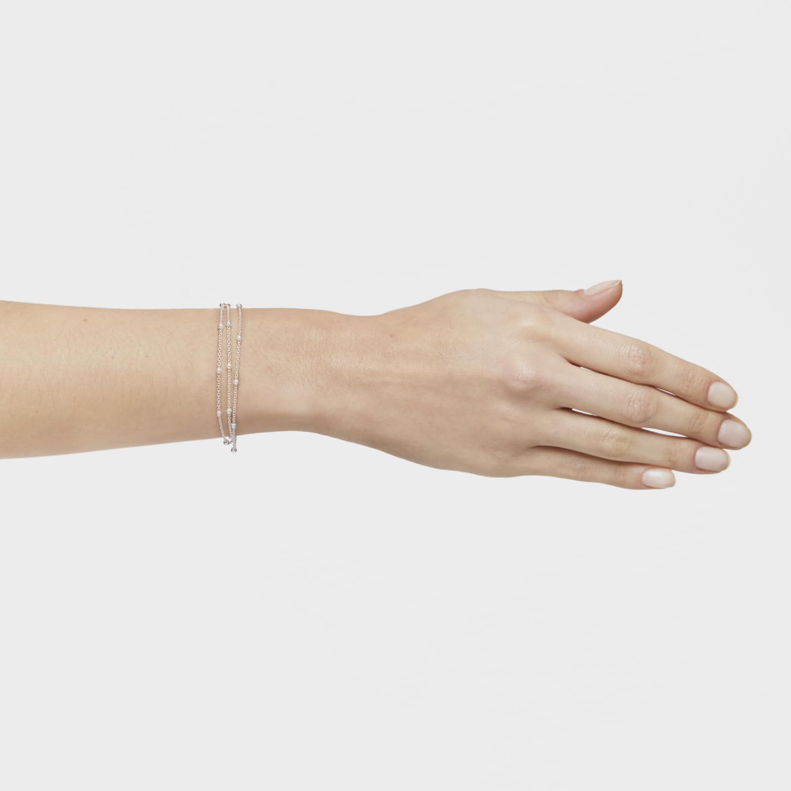TOUS Pulsera Triple Cadena para Mujer de Plata de Primera Ley, Colección Basics