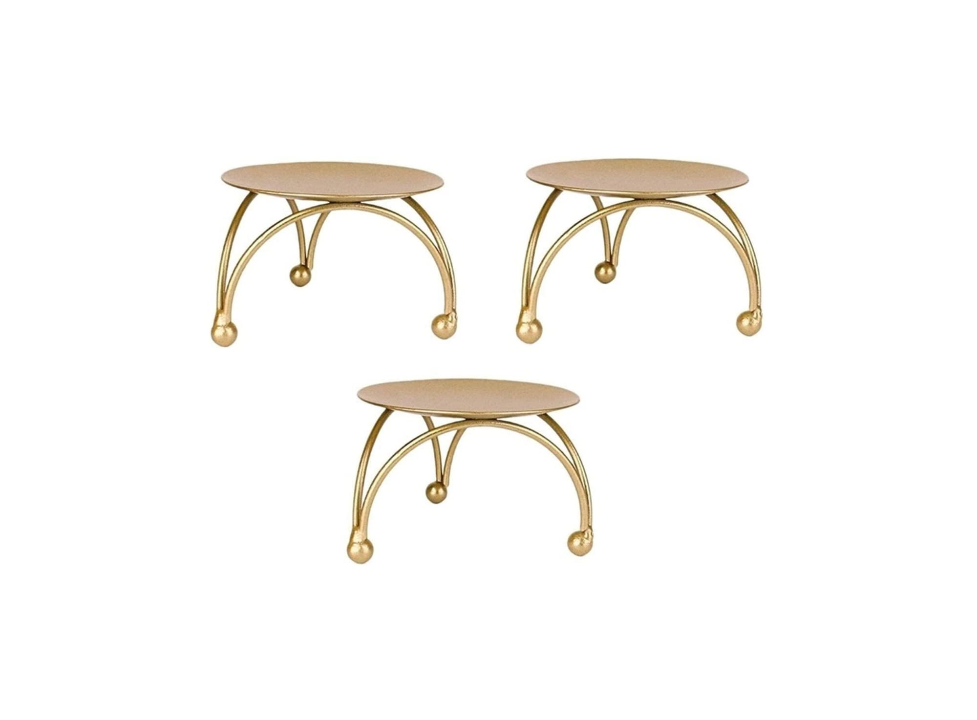 Świeczniki Uchwyty, na stół GoldHandmade Iron Pillar Plate Centerpiece na stolik Tea Light Lichtarze