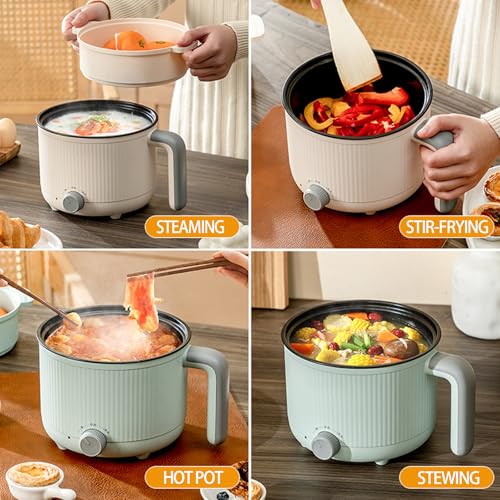 1.8L Multi-Functional Electric Hot Pot with Steamer Basket, Non-Stick Coating, Dual Power Settings, Suitable for Cooking Noodles and Stir-Frying Vegetables at Home or in Dormitories - Image 3