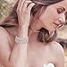 EVER FAITH Women's Austrian Crystal Bride Heart Art Deco Elastic Stretch Bracelet Clear Silver-Tone