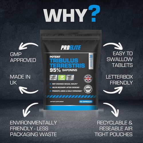 Tribulus Terrestris Extract 8500mg ? 180 Capsules - 95% Saponins - Test Booster Pills Increase Testosterone for Muscle Growth, Strength Tribulus Terrestris Tablets Powder Alternative by PROELITE - Image 6