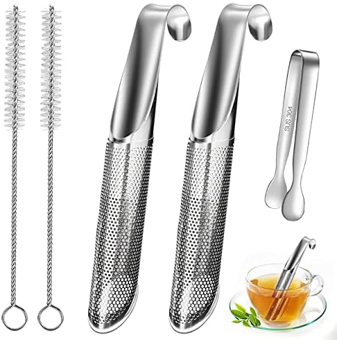 Tea Infuser for Loose Tea, APOIMNA 304 Stainless Steel Tea Diffusers with Tea Clip Tea Strainers Travel Fine Mesh Tea Spoon Infusers for Loose Tea, Rose, Herbs(Set of 2)