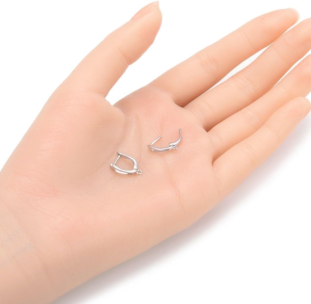 10pcs Adabele Authentic Sterling Silver Horseshoe Huggie Earring Hooks with Closed Ring Tarnish Resistant for DIY Earrings Jewelry Making SS388