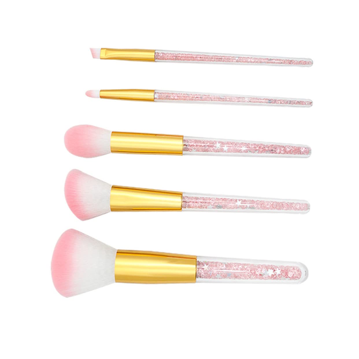 Healeved 15piezas Pinceles De Maquillaje Mango Transparente Brochas Para Base Líquida Polvo y Cejas Accesorios Cosméticos Para Mujeres