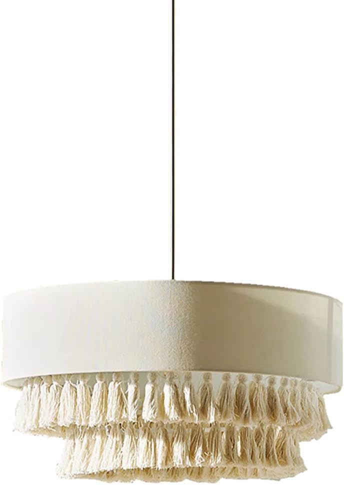 SQUSMAY Modern Fabric Pendant Light, Classic Drum Ceiling Chandelier