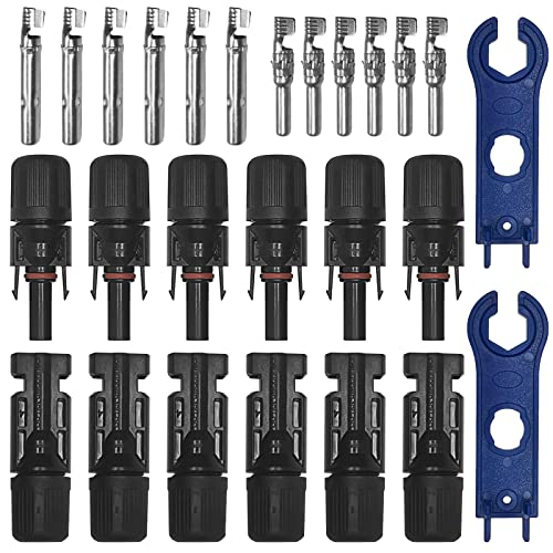 Mycket Lot de 6 paires de connecteurs pour panneau solaire mâle/femelle - Connecteurs solaires - Connecteurs de câble de panneau solaire - Connecteurs photovoltaïques avec clé (noir) Cover