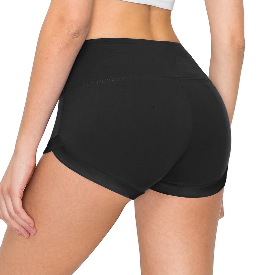 ALWAYS Women's Super Soft Casual Yoga Workout Shorts with Hem Black M