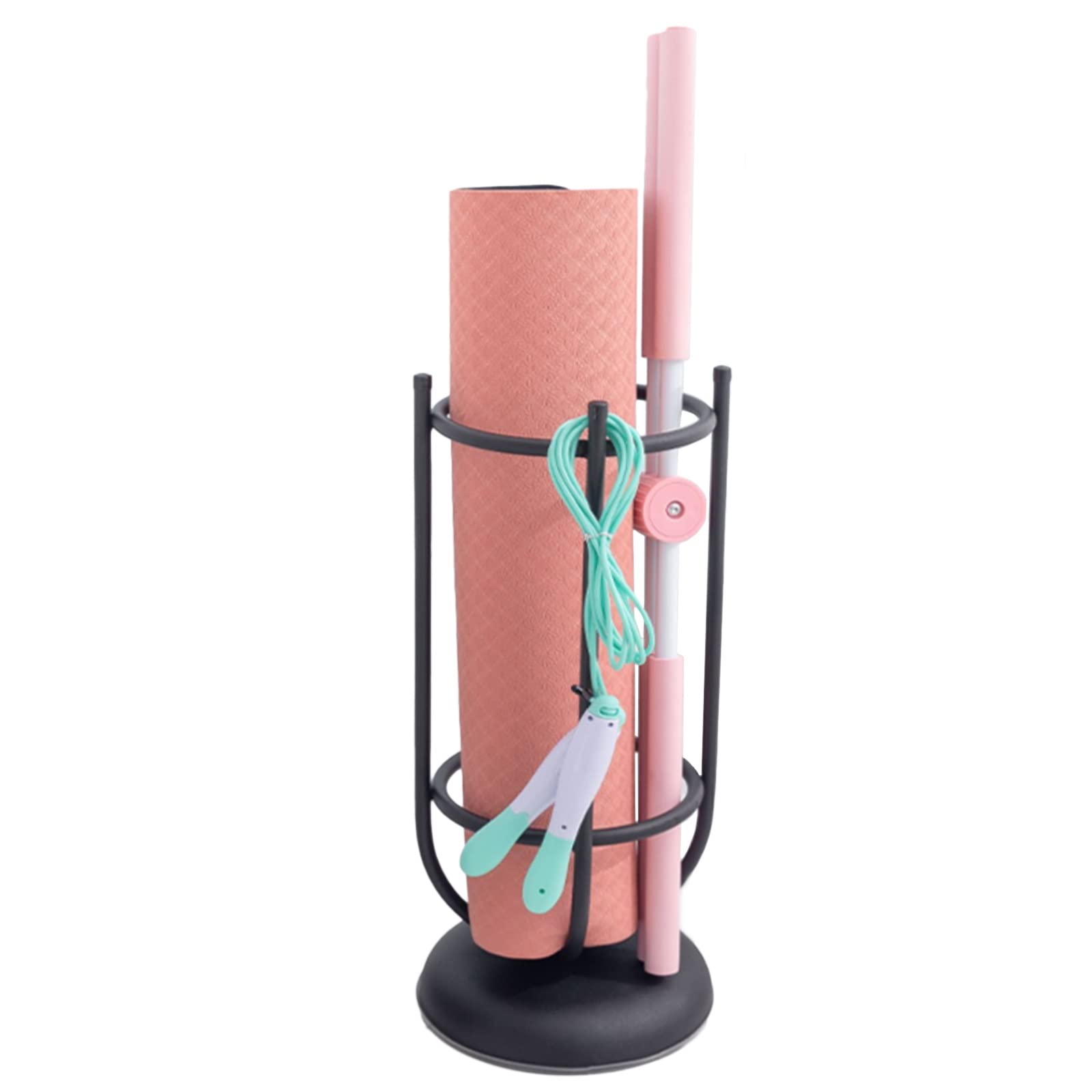 Genérico Estante esquinero para esterillas de Yoga y Mesa Auxiliar para Gimnasio en casa, Organizador de Metal Negro para Rodillos de Espuma y Accesorios de Yoga, Soporte versátil para Flores, diseño