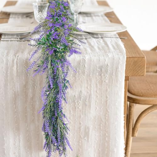 MAKHOT 6Ft Purple Lavender Artificial Garland Decor, Spring Summer All Year Lavender Deep Purple Garland, Green Wreath Vines Decorations for Table Home Wedding Mantle Arch Porch Party by MAKHOT - Used condition - Image 5