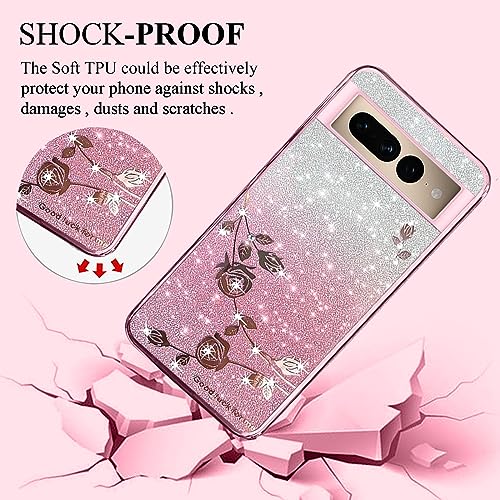 Coque Google Pixel 7 Pro transparente violette paillettes silicone slim - 3