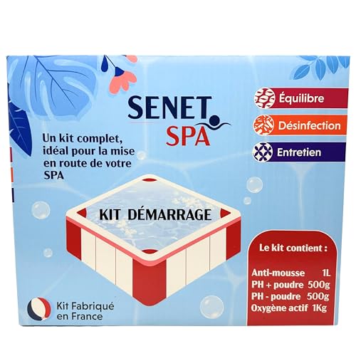 Kit Complet de Traitement pour Spa - Anti-Mousse, Régulateurs de pH et Oxygène Choc - Idéal pour Mise en Route et Entretien, Fabriqué en France