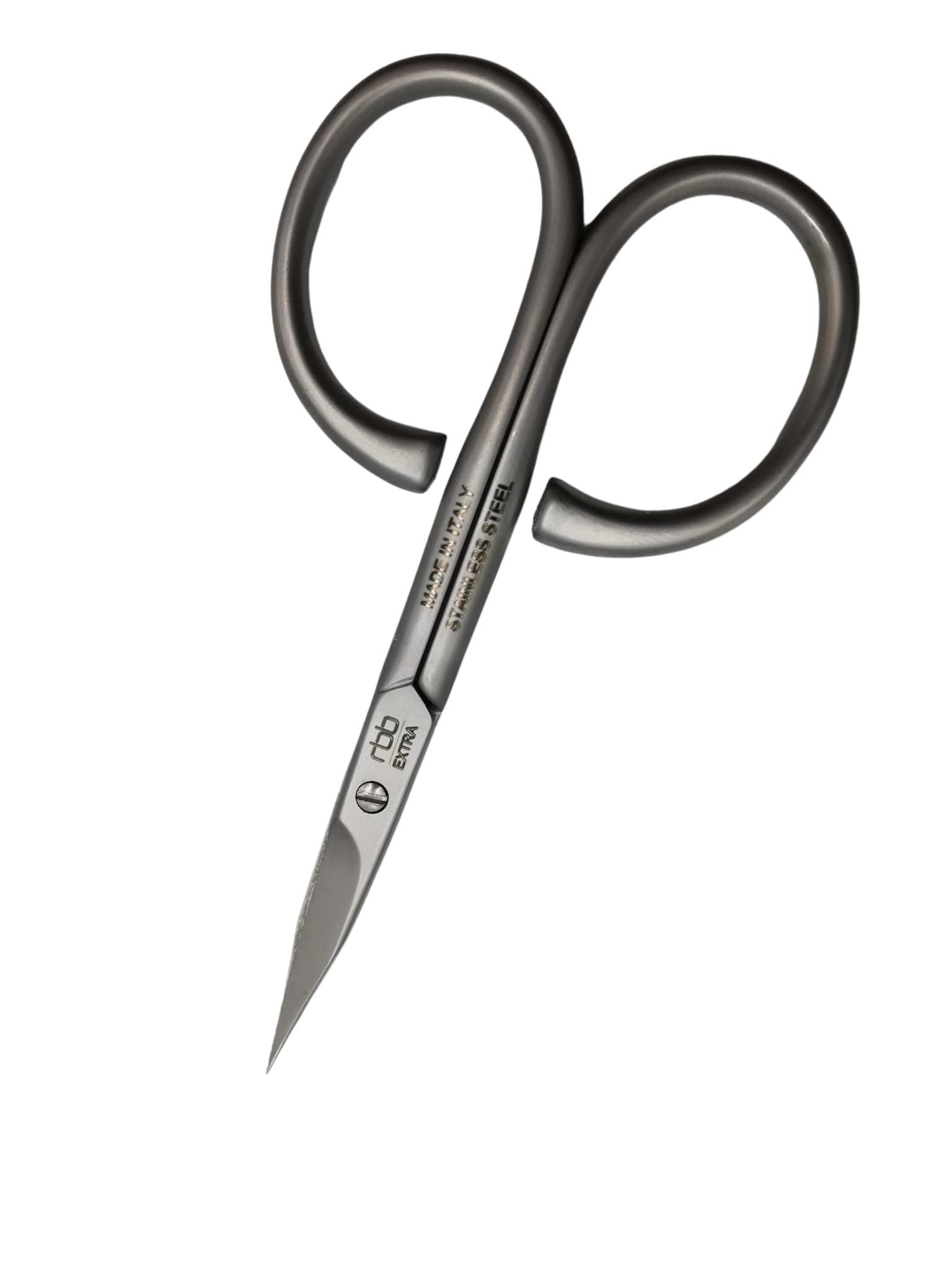 RBB by GimapManicure Cuticle Scissors Curved - Matt Steel - Hand Sharpened 3.5 in, Silver