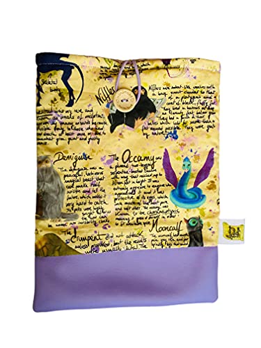 Funda artesanal grande para libros y tablets de Animales Fantásticos + marcapáginas de regalo, funda de algodón ecológico, acolchada...