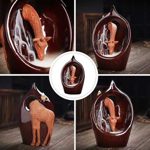 Brûleur de parfum girafe en céramique à reflux pour encens - 5