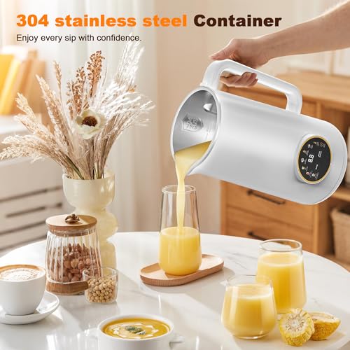 34oz Nut Milk Maker, 10 in 1 Automatic Nut Milk Maker, 304 stainless steel inner container with 10 Blades,Soy Milk Machine,Plant Based Milks Homemade Oat,Chowder,Juice,Almond Milk Machine