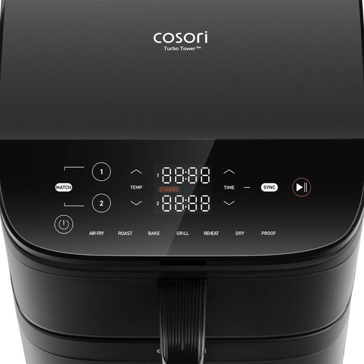 Friggitrice Ad Aria Cosori Turbo Tower Chef Edition - Capacit? 10,8 L - 2 Vasche - 6 Programmi - 2630 W - Nero