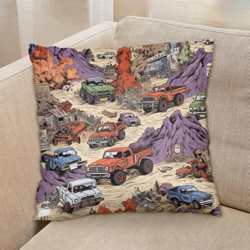 Housse coussin camion rétro 61x61 pour lit et fauteuil champêtre - 6