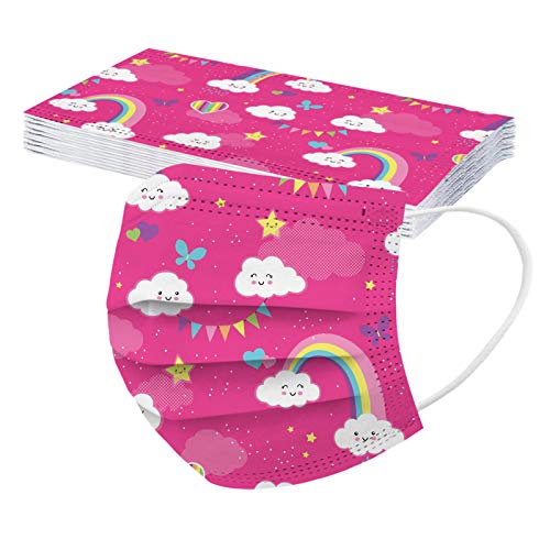 50Pcs Disposable_Face_Masks For Children, Kids Cute Dinosaur Pattern Breathable Face Protective Bandana 3-Ply Protection #TOP3