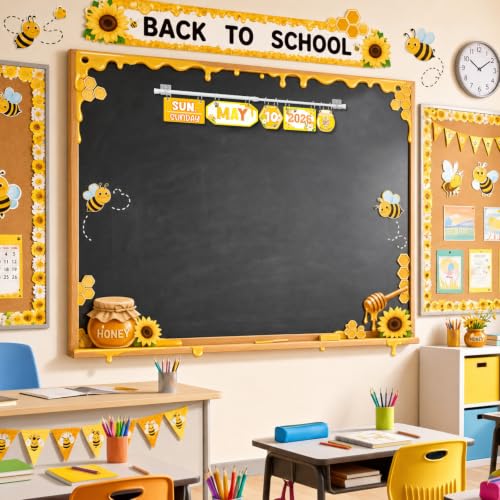 MotiMind 65 Pcs 2026 Bee Flip Calendar Bulletin Board Set Flip Calendar with Adjustable Holder Colorful Classroom Decor Include 65 Date Card for Back to School Home Decor Supplies - Image 6