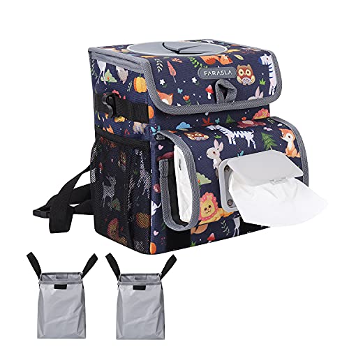 Image of Farasla All-in-One Car Trash Can, Garbage Bag for Car with Removable Leakproof Interior Liner, Adjustable Tissue Holder & Straps