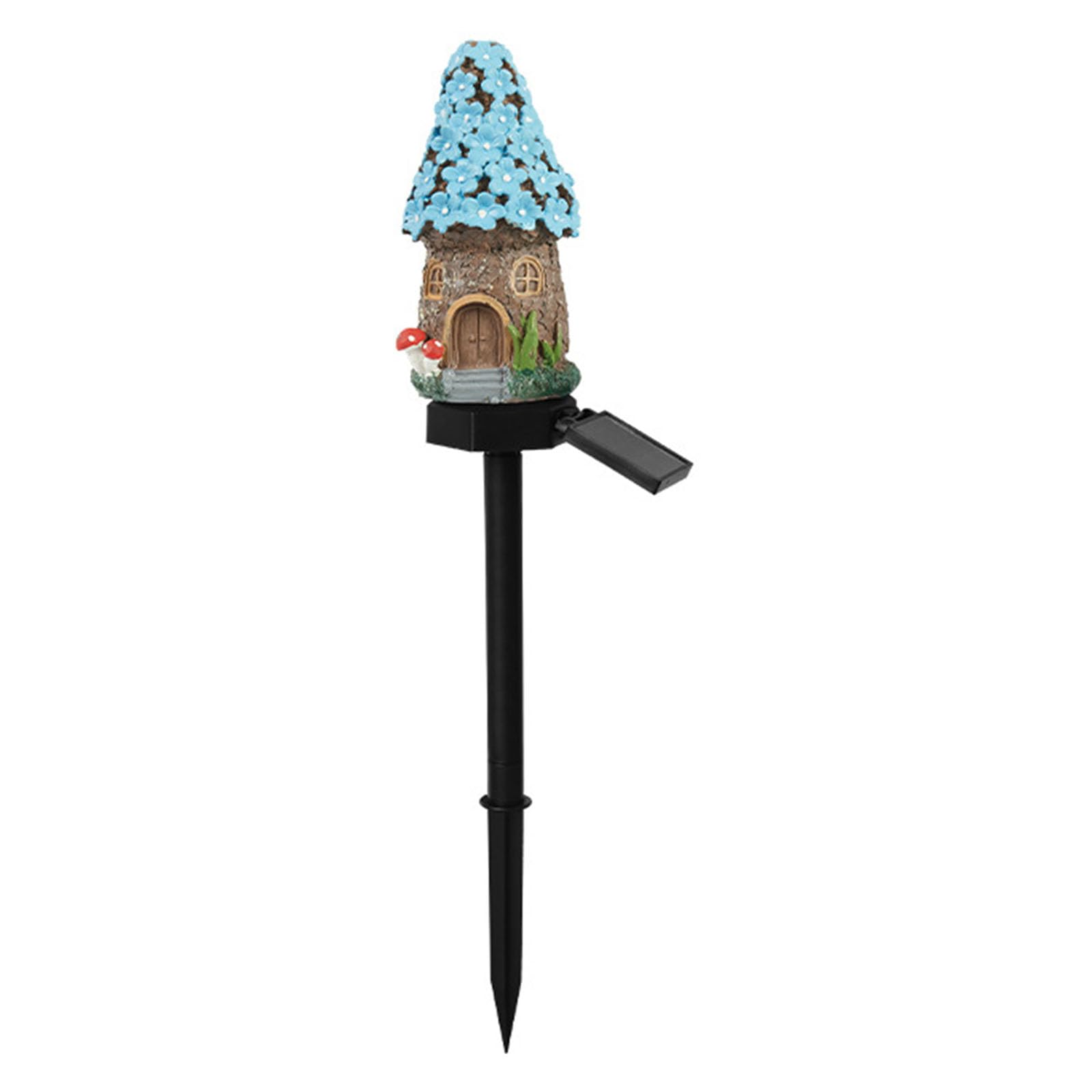 Solar Fairy House Garden Stake Lights, Waterproof Fairy Houses Light Warm LED Mushroom Solar Lights Garden Decor, Resin Mushroom and Cottage Figurines for Outside Lawn Walkway Patio Yard