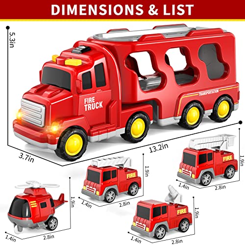 Bennol Toddler Trucks Toys For Boys Age 1-3 3-5, 5 In 1 Fire Car Truck For Girls 1 2 3 4 5 6 Years Old, Christmas Birthday Gift Car Sets With Light Sound #TOP4