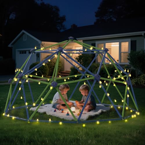 Image of Climbing Dome Jungle Gym with Swing 10 ft Outdoor Playset Kids Playground