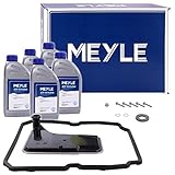 Lieferumfang: 1x Teilesatz, Ölwechsel-Automatikgetriebe - bestehend aus:, 1x MEYLE Hydraulikfiltersatz, Automatikgetriebe, 5x 1L MEYLE Getriebeöl