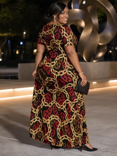 Image of PinkPatty Plus Size Dress for Women Casual Crew Neck Short Sleeve Maxi Dress Oversized Summer Beach Dresses with Pockets