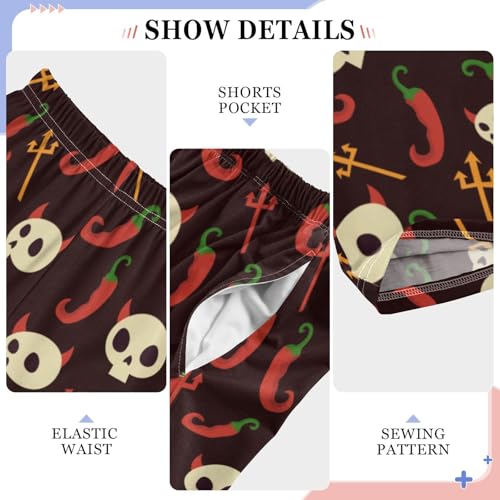 ZZXXB Skull Chilli Boys Long Pants Soft Trousers Elastic Waist Kids Lounge Bottoms with Pockets S-XL4