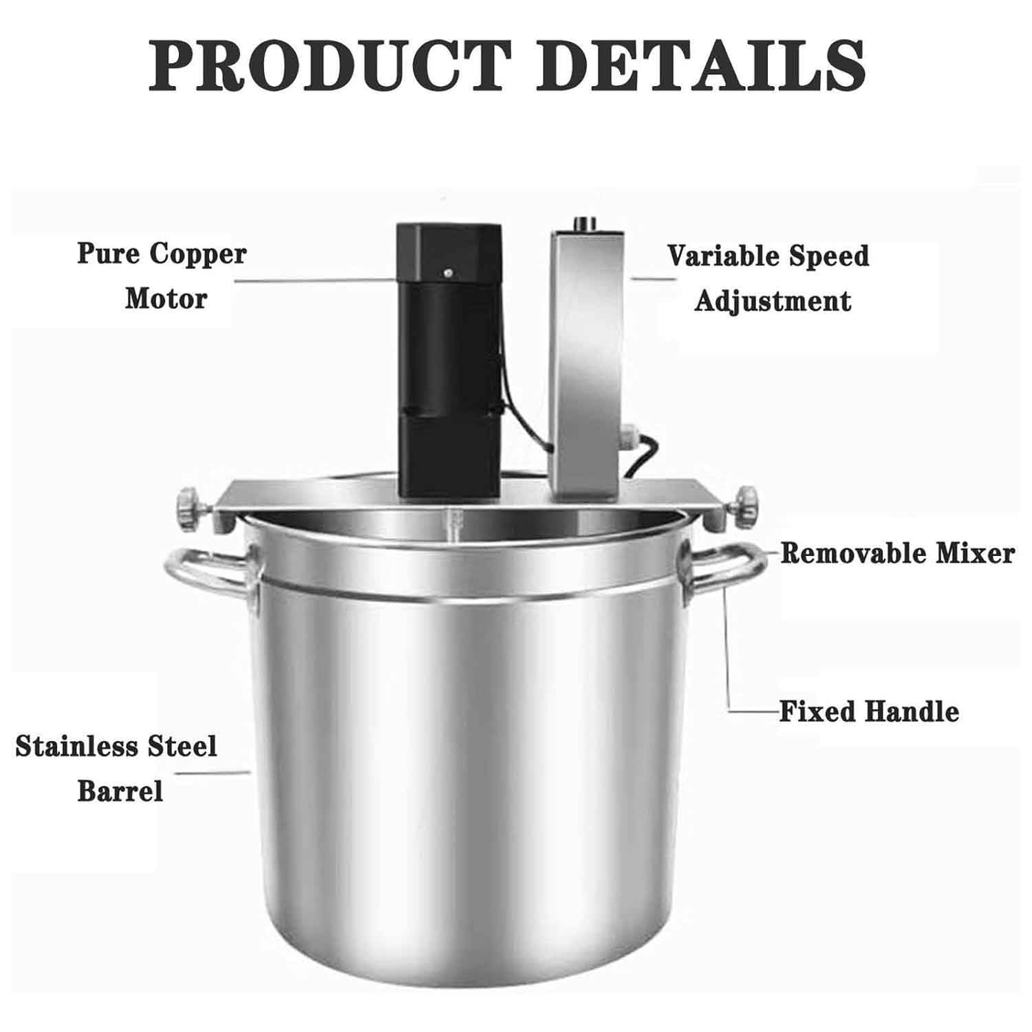 Mezclador de calefacción comercial, raspador de agitación de doble capa de 30L/50L, velocidad ajustable, máquina agitadora de condimentos y sopas para el hogar y el restaurante