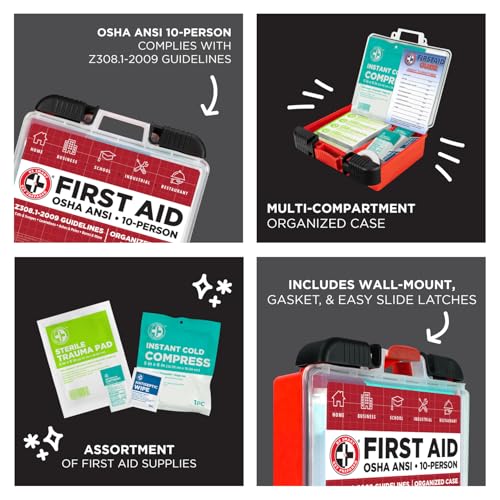 Be Smart Get Prepared OSHA/ANSI First Aid Kit - 10 Person, 100 Pieces - Designed for Home, Business, School, Industrial, and Restaurants - Compact & Portable - Image 6