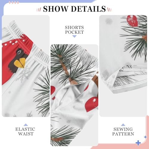 Cardinal Birds Pine Cone Boys Long Pants Soft Trousers Elastic Waist Kids Lounge Bottoms with Pockets S-XL4