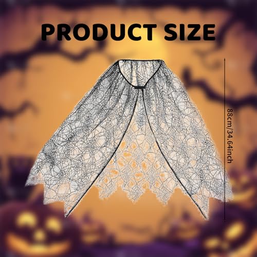 Halloween Spinnenkostüm für Kinder,Jungen Schwarzer Spinnennetz Tüll Verkleidung Kostüm,Hexe Spinne Umhang Kostuem,Spider Poncho Spinnenumhang Costume,für Karneval Kinderkostüm Spinnen Cape (88CM)