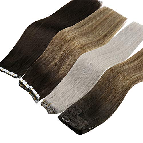 VeSunny Random Tape in Hair Extensions Human Hair or Clip in Hair Extensions or Halo Hair Extensions or Pre Bonded Hair Extensions