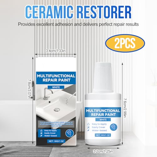 RoserRose 60ml Emaille Reparaturset, 2 StüCk Emaille Reparatur Lack, Badewannenlack Weiß FüR Badewanne, Fliesen, Metall, HeizköRper, Keramik, Waschbecken, MöBel, Ohne Schleifen FüR Kratzer, Schrammen