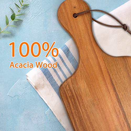 Homexcel Acacia Wood Cutting Board For Kitchen,Cutting Board With Handle,Chopping Board 17"X6"For Meat, Cheese, Bread, Vegetables,Fruits And More #TOP2
